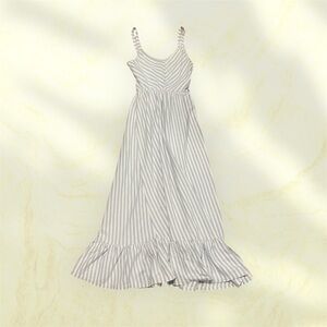 Caution to the Wind Blue & White Striped Midi Sundress – Size Small